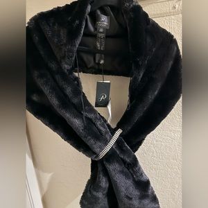 Adrianna Papell Faux Fur Stole Black
